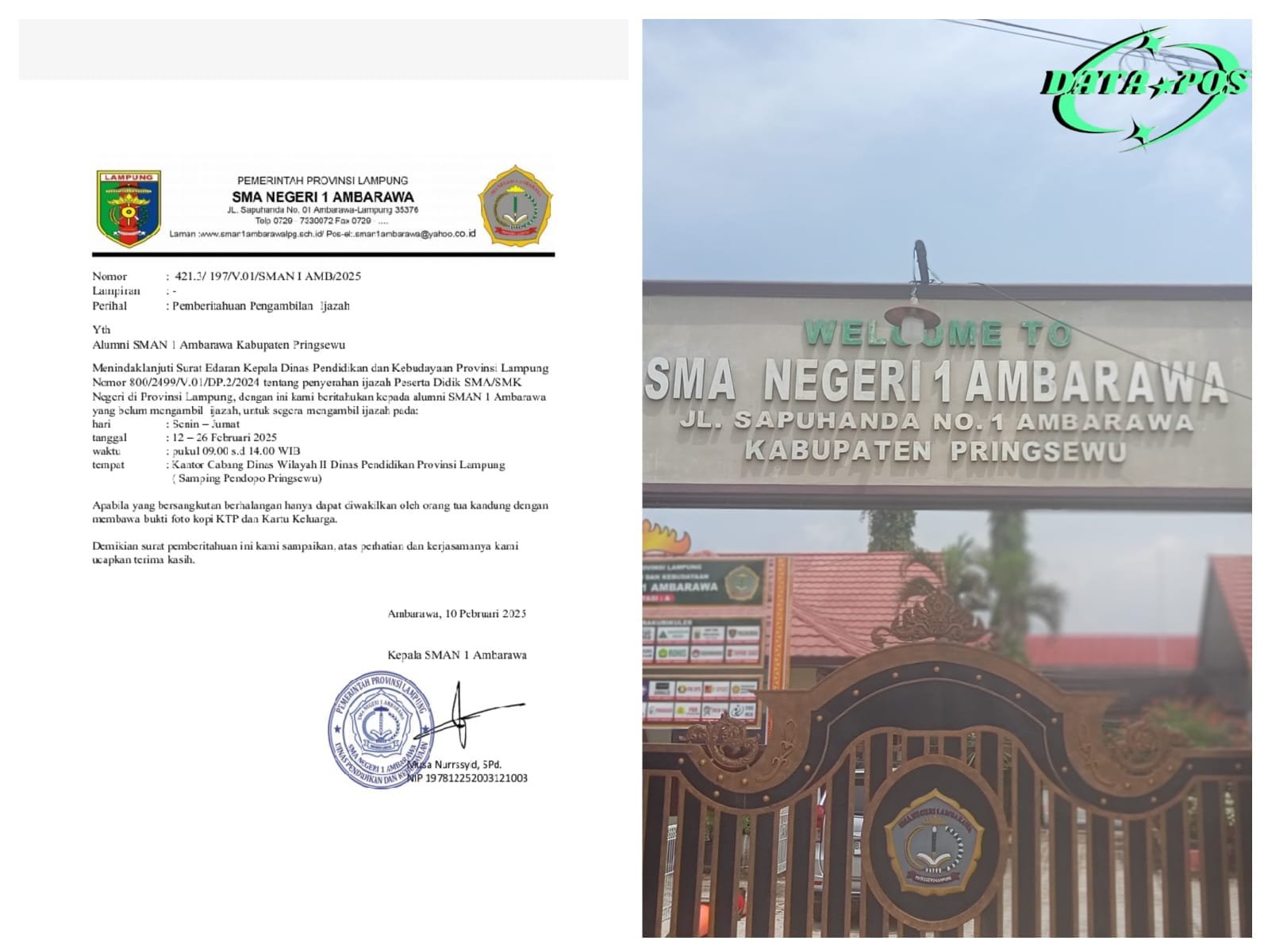 Kabar Baik Untuk Alumni SMAN 1 Ambarawa Pringsewu Umumkan Jadwal Pengambilan Ijazah