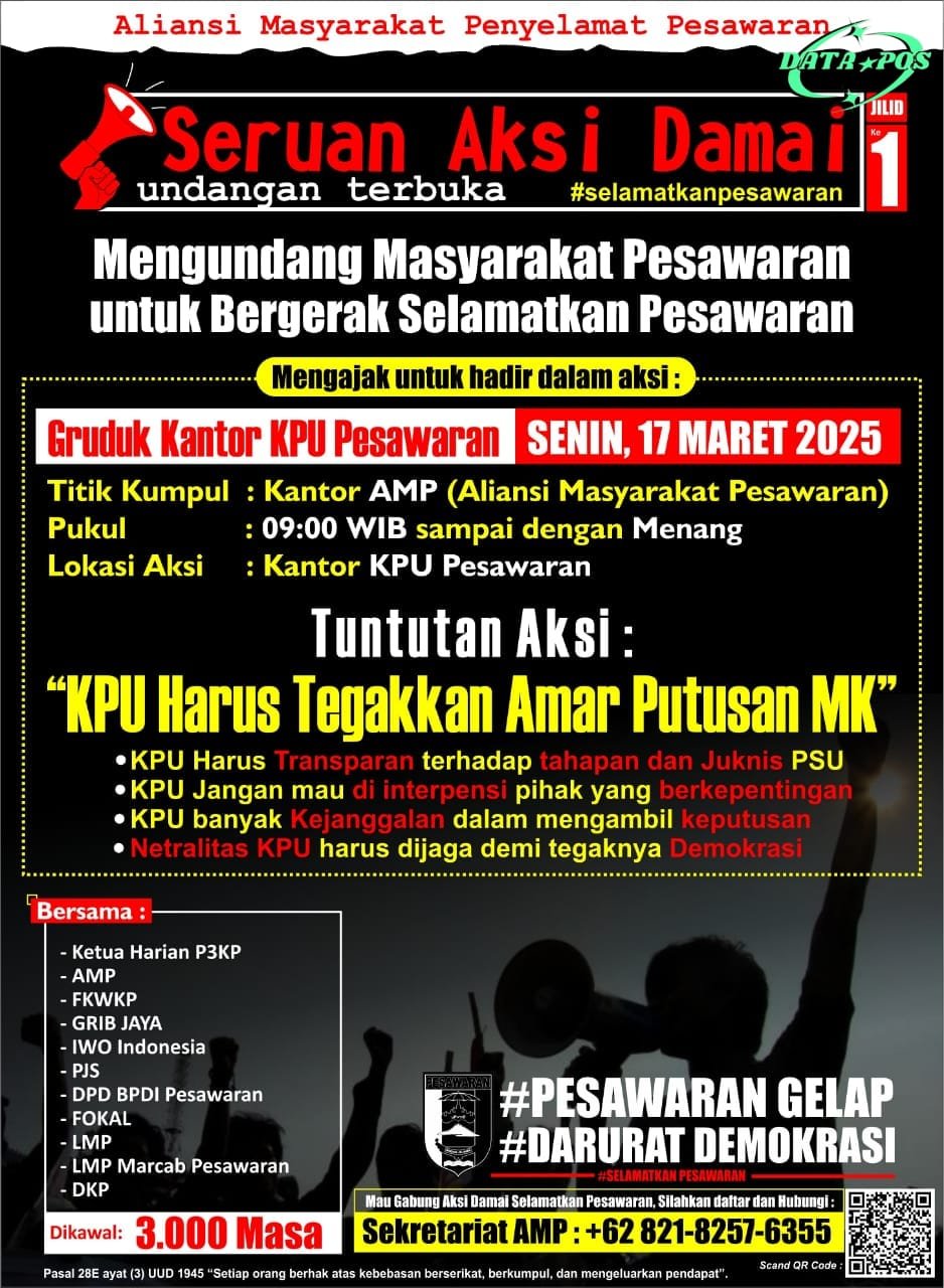 AMPP Cs Gelar Aksi Damai Desak KPU Pesawaran Patuhi Putusan MK Terkait PSU Pilkada
