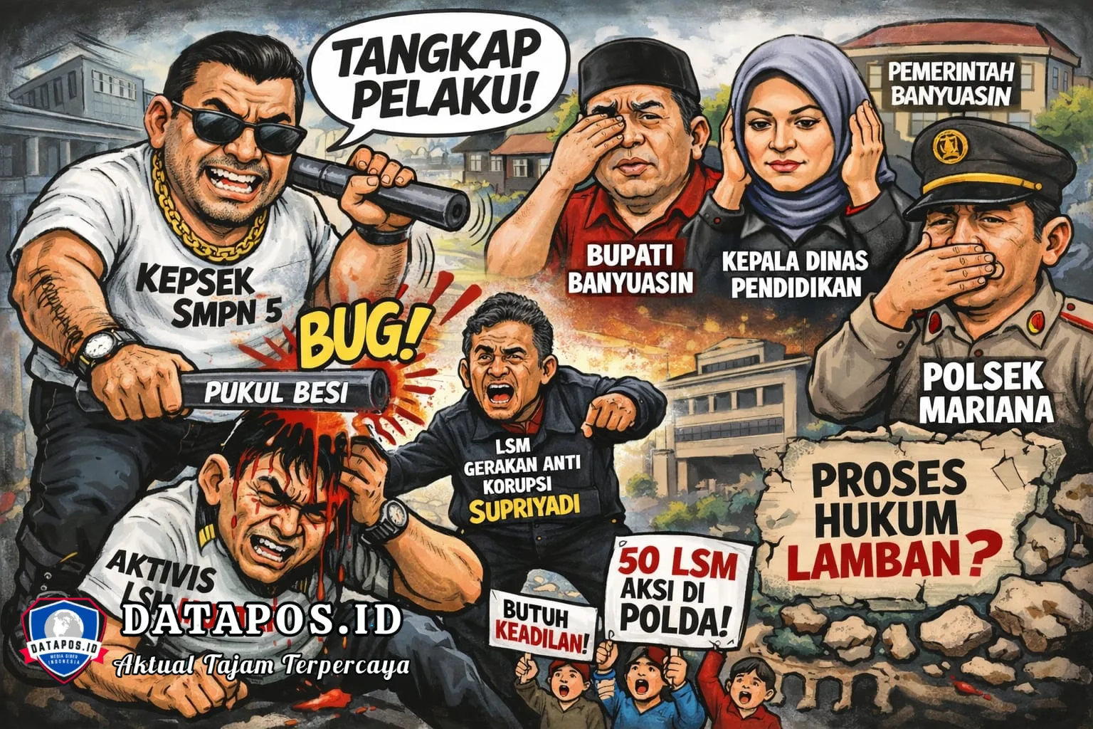 Aktivis Dihantam Besi Oleh Kepsek, Bupati Banyuasin, Kadisdik dan Polsek Mariana Didesak Jangan Tutup Mata