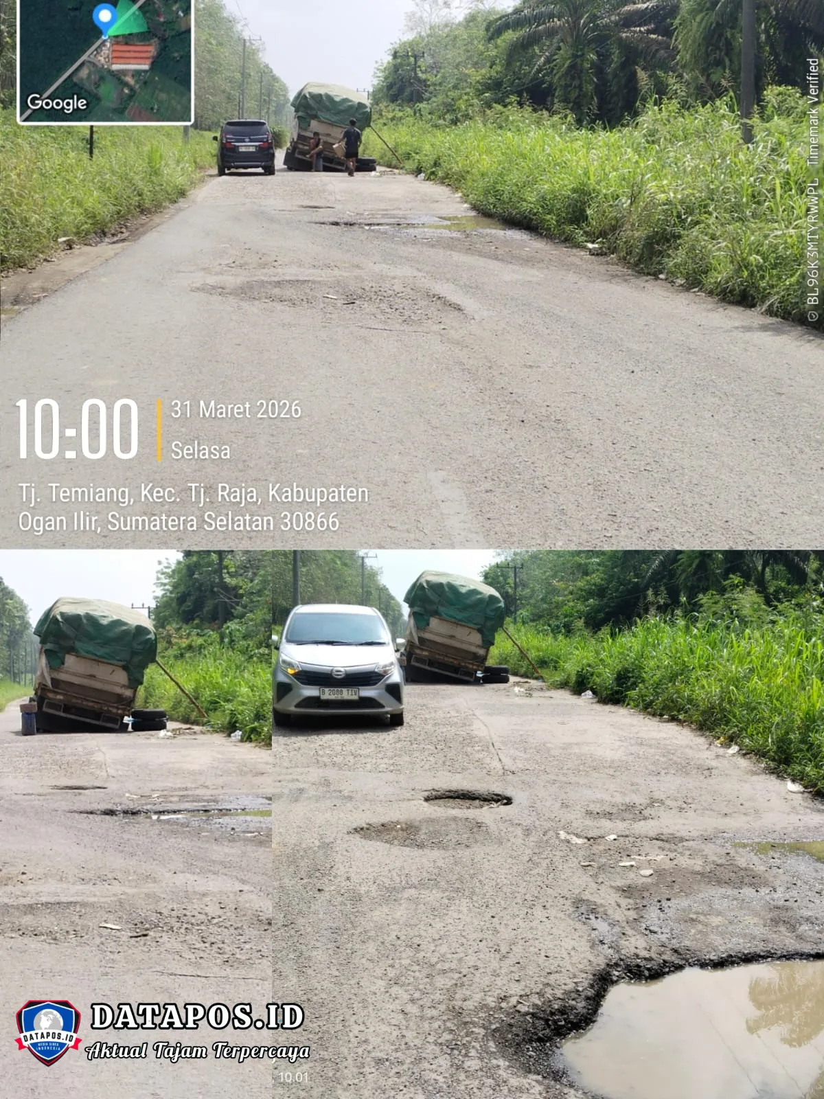 Jalan Rusak Parah di Ogan Ilir, Truk Patah Gardan hingga Picu Kemacetan