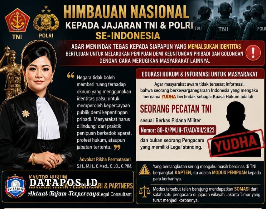 Advokat Rikha Permatasari Dorong TNI–Polri Tindak Tegas Dugaan Pemalsuan Identitas dan Penipuan Berkedok Aparat maupun Kuasa Hukum