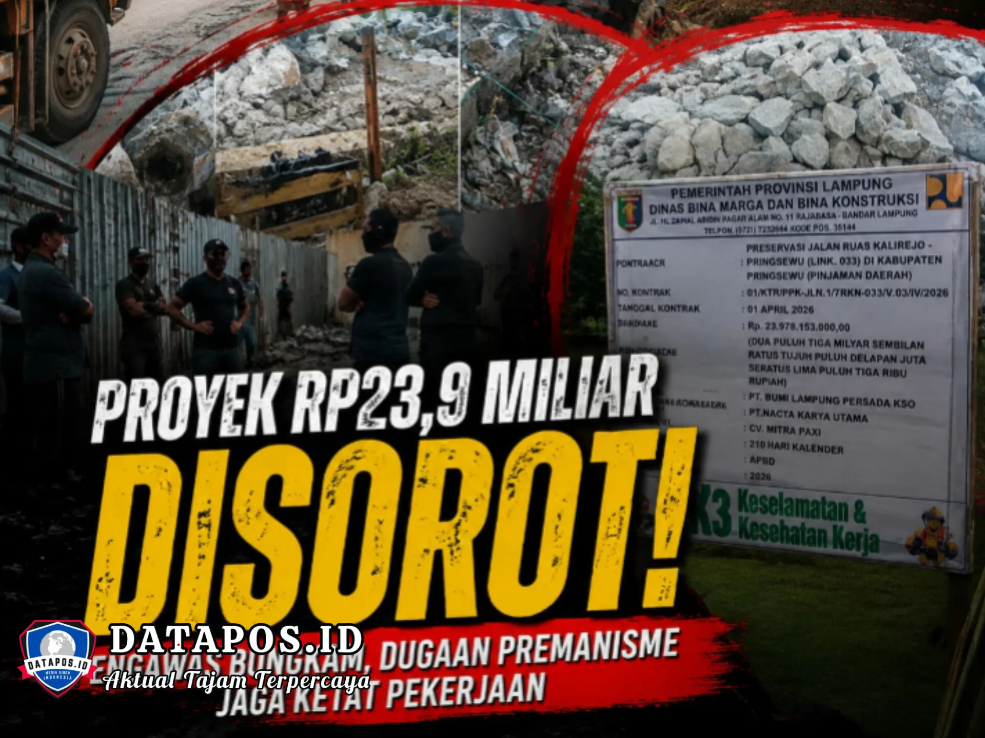 Di Balik Proyek Rp23,9 Miliar Kalirejo-Pringsewu: Temuan Material Lama, Pengawas Bungkam, Ada Apa Sebenarnya?